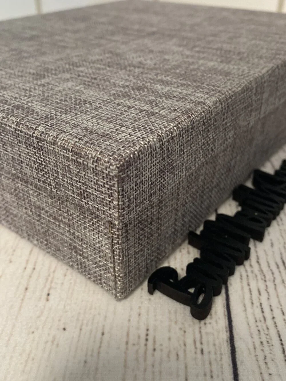 Grey Black White Linen Inspired Photo Storage or Display Box